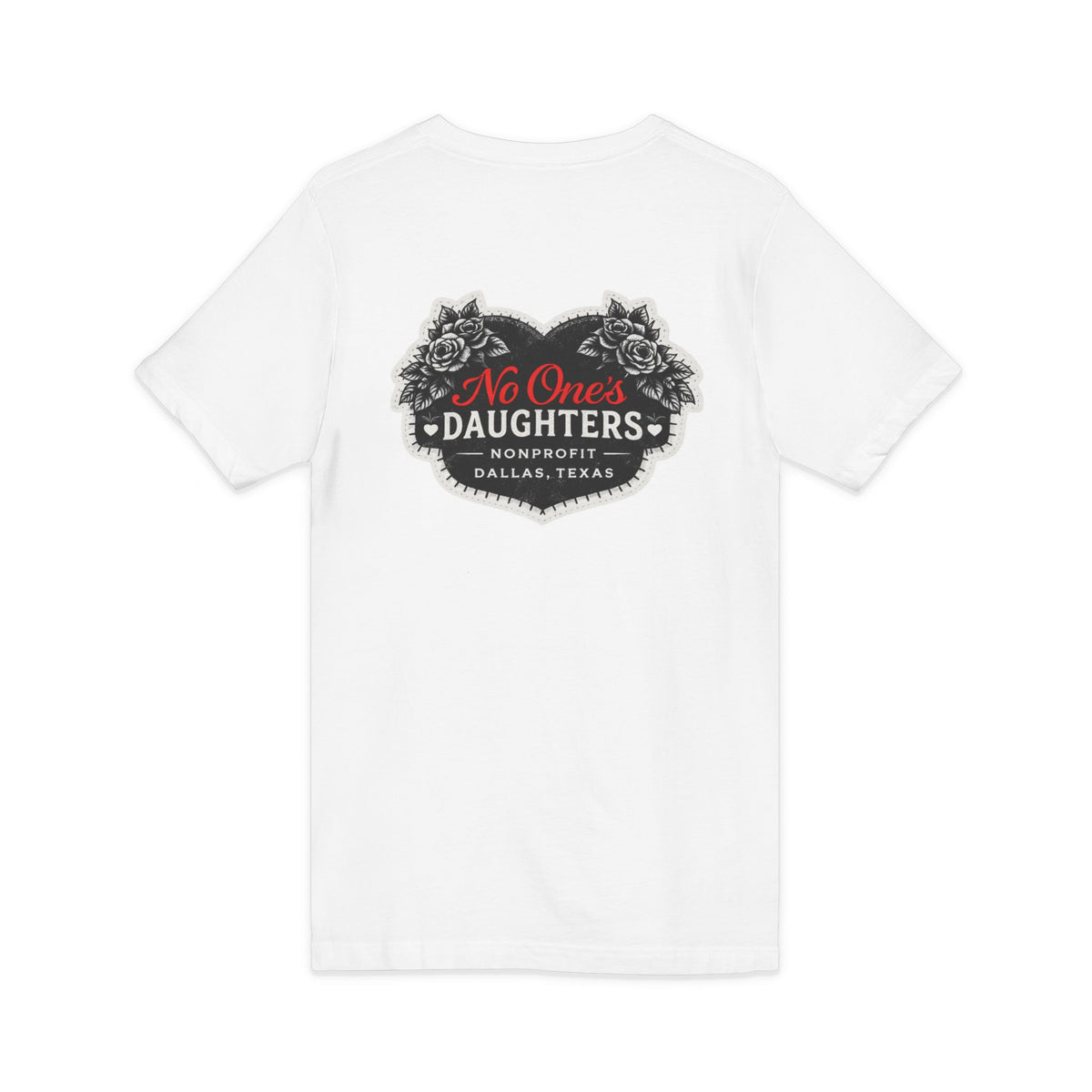 Trust No One Stitched Anatomical Heart V-Neck Tee — No One's Daughters (Charity)