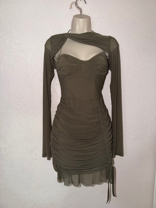 Dirty Martini Ruched Mini Dress 🫒 EUC