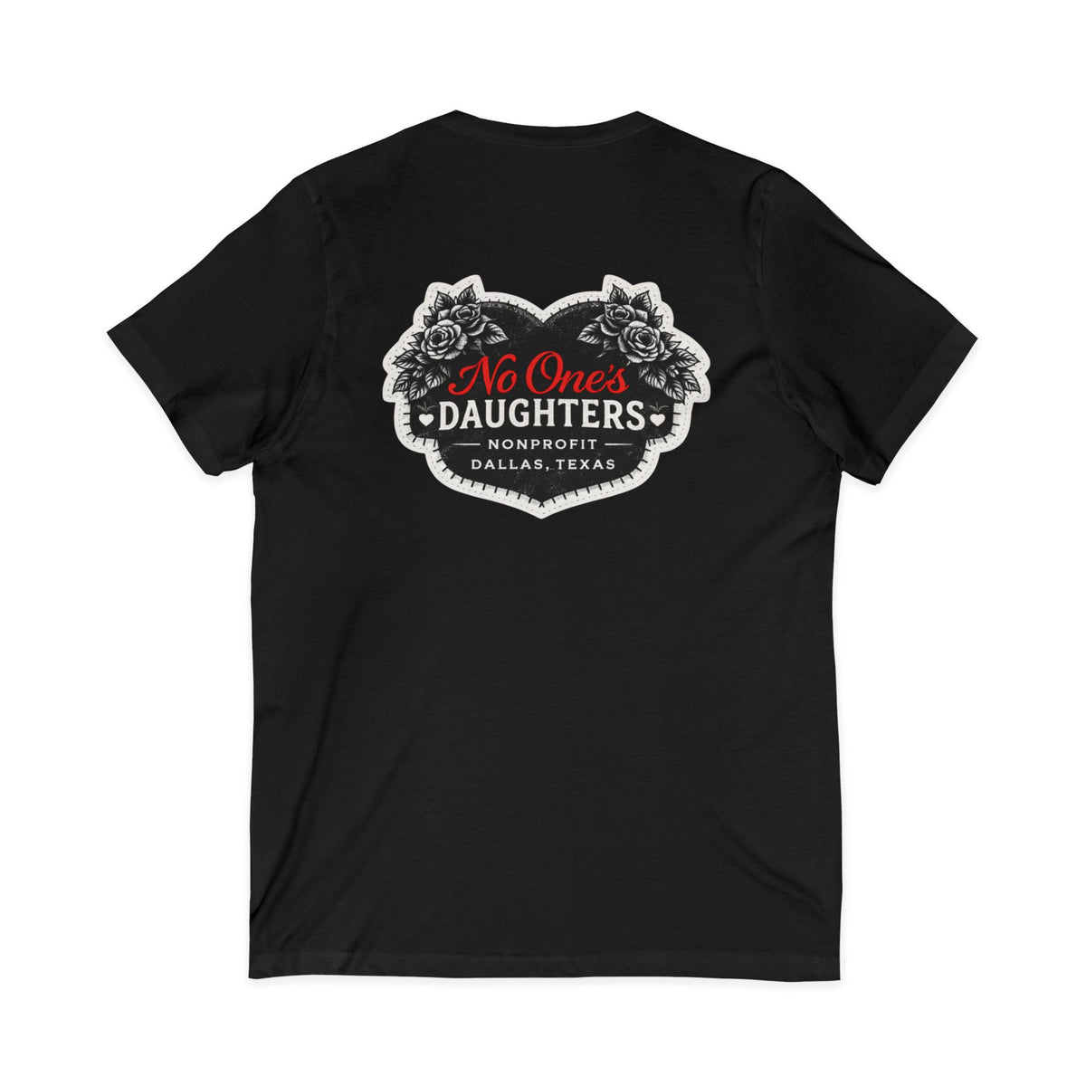 Trust No One Stitched Anatomical Heart V-Neck Tee — No One's Daughters (Charity)