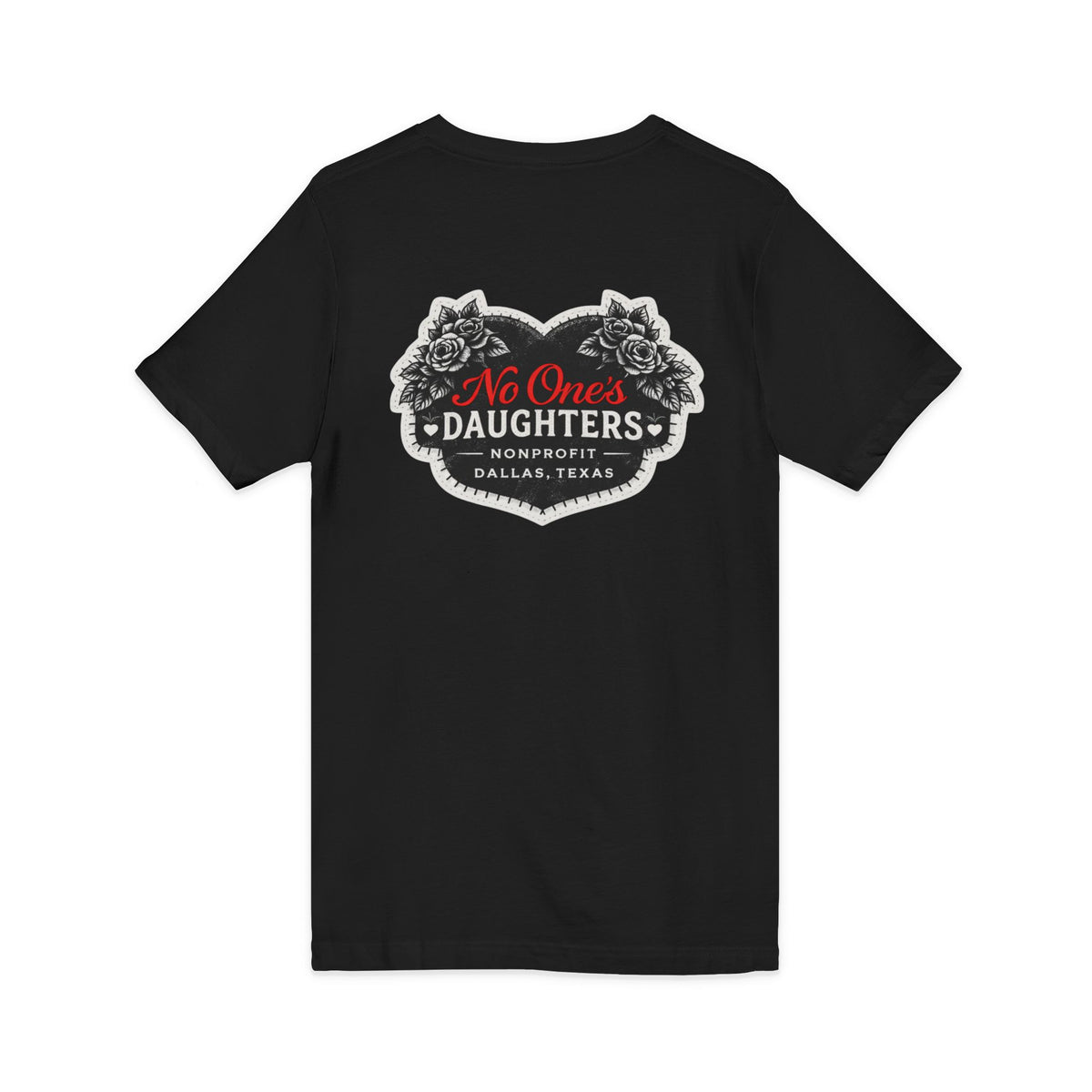 Trust No One Stitched Anatomical Heart V-Neck Tee — No One's Daughters (Charity)