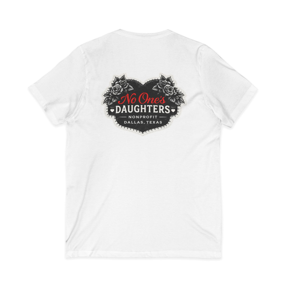 Trust No One Stitched Anatomical Heart V-Neck Tee — No One's Daughters (Charity)